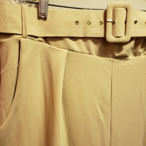 Boohoo Curve Plus Size Creme with Belt Trousers - Picture 4 of 17